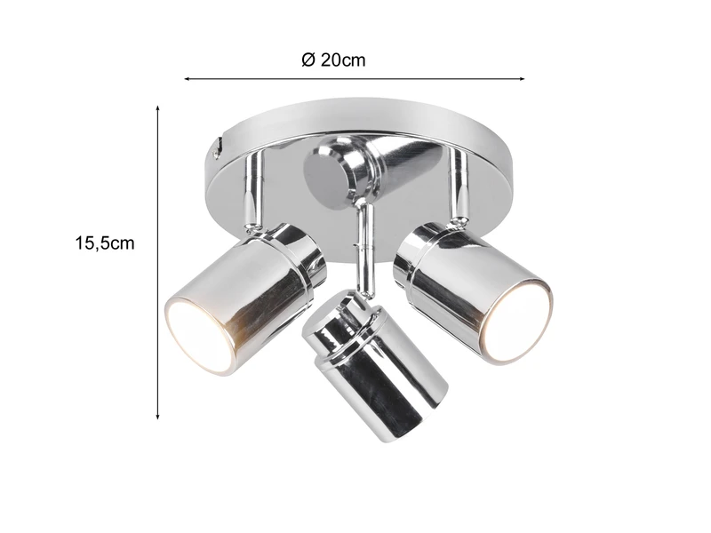 Trio Leuchten Badezimmerlampe ANGELO Deckenstrahler 3 Flammig Rund Schwenkbar Chrom 4 Trio Leuchten Badezimmerlampe ANGELO Deckenstrahler 3 Flammig Rund Schwenkbar Chrom – Bild 4