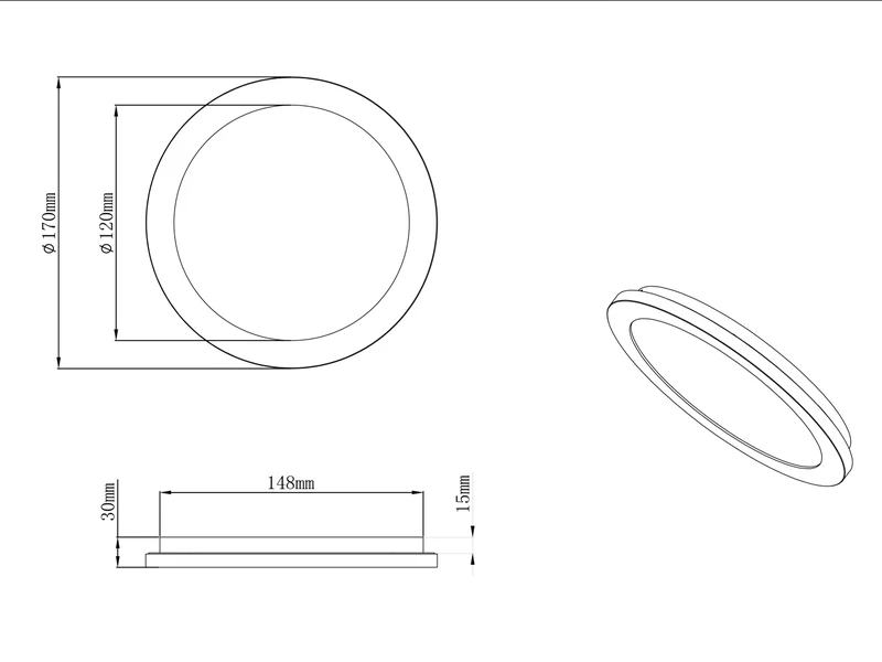 Reality Leuchten Dimmbare LED Deckenleuchte CAMILLUS Flache Badezimmerlampe Ø17cm Schwarz IP44 4 Reality Leuchten Dimmbare LED Deckenleuchte CAMILLUS Flache Badezimmerlampe Ø17cm Schwarz IP44 – Bild 4