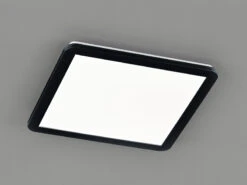 Reality Leuchten Dimmbare LED Deckenleuchte CAMILLUS Flache Badezimmerlampe 40x40cm Schwarz IP44