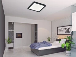 Reality Leuchten Dimmbare LED Deckenleuchte CAMILLUS Flache Badezimmerlampe 30x30cm Schwarz IP44 -Licht Verkoop dimmbare led deckenleuchte camillus flache badezim 39