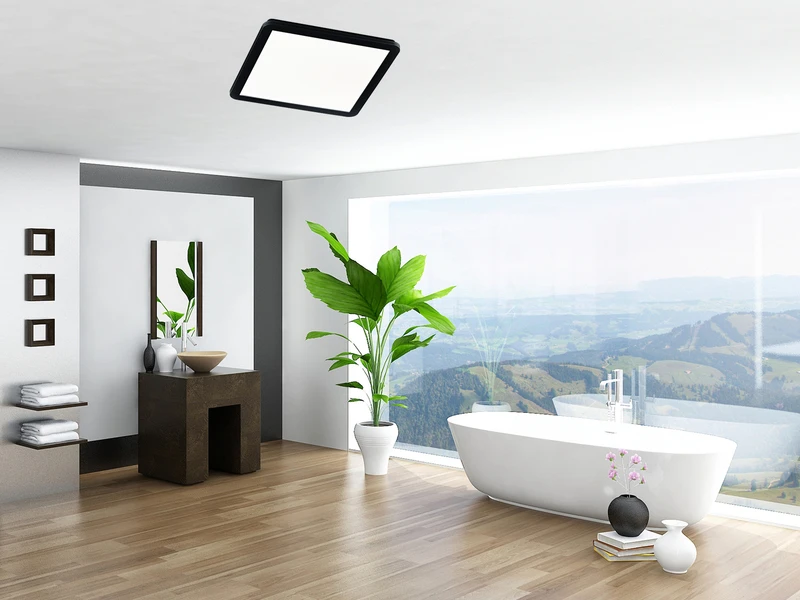 Reality Leuchten Dimmbare LED Deckenleuchte CAMILLUS Flache Badezimmerlampe 40x40cm Schwarz IP44 5 Reality Leuchten Dimmbare LED Deckenleuchte CAMILLUS Flache Badezimmerlampe 40x40cm Schwarz IP44 – Bild 5