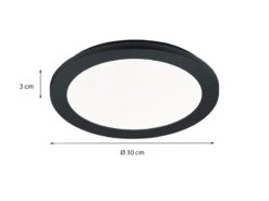 Reality Leuchten Dimmbare LED Deckenleuchte CAMILLUS Flache Badezimmerlampe Ø26cm Schwarz IP44 -Licht Verkoop dimmbare led deckenleuchte camillus flache badezim 56