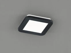 Reality Leuchten Dimmbare LED Deckenleuchte CAMILLUS Flache Badezimmerlampe 17x17cm Schwarz IP44