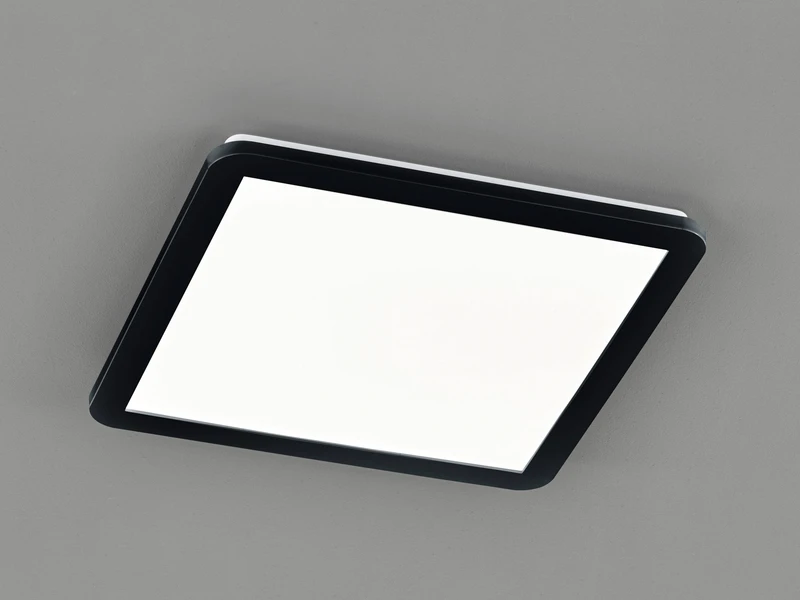 Reality Leuchten Dimmbare LED Deckenleuchte CAMILLUS Flache Badezimmerlampe 40x40cm Schwarz IP44 1 Reality Leuchten Dimmbare LED Deckenleuchte CAMILLUS Flache Badezimmerlampe 40x40cm Schwarz IP44