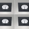 Trio Leuchten Eckiger LED Deckeneinbaustrahler 4er Set Dimmbar In Schwarz Matt, IP65