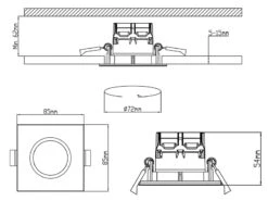 Trio Leuchten Eckiger LED Deckeneinbaustrahler 4er Set Dimmbar In Silber Chrom, IP65 -Licht Verkoop eckiger led deckeneinbaustrahler 4er set dimmbar i 3