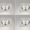 Trio Leuchten Eckiger LED Deckeneinbaustrahler 4er Set Dimmbar In Silber Matt, IP65