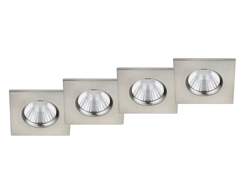 Trio Leuchten Eckiger LED Deckeneinbaustrahler 4er Set Dimmbar In Silber Matt, IP65 2 Trio Leuchten Eckiger LED Deckeneinbaustrahler 4er Set Dimmbar In Silber Matt, IP65 – Bild 2