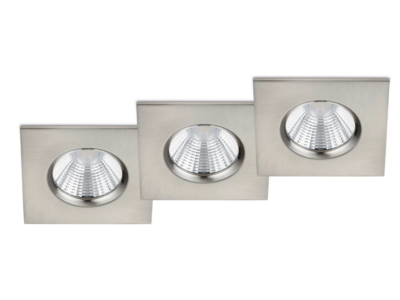 Trio Leuchten Eckiger LED Einbaustrahler ZAGROS 3er Set Dimmbar In Silber Matt, IP65 1 Trio Leuchten Eckiger LED Einbaustrahler ZAGROS 3er Set Dimmbar In Silber Matt, IP65