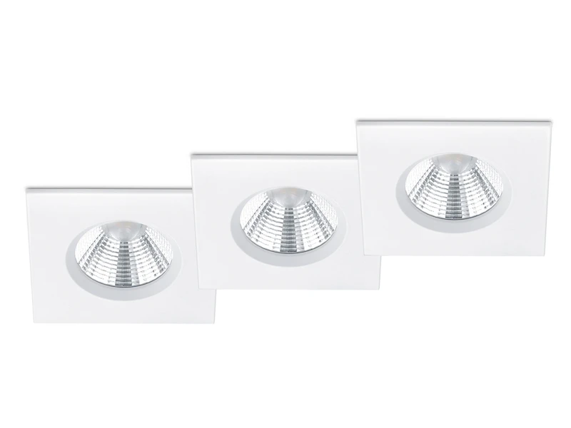 Trio Leuchten Eckiger LED Einbaustrahler ZAGROS 3er Set Dimmbar In Weiß Matt, IP65 1 Trio Leuchten Eckiger LED Einbaustrahler ZAGROS 3er Set Dimmbar In Weiß Matt, IP65