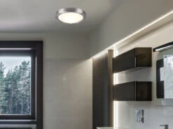 Trio Leuchten LED Bad Deckenleuchten In Silber Mit Glas Opal Weiß Ø 31,5cm - Badlampen -Licht Verkoop led bad deckenleuchten in silber mit glas opal wei 4