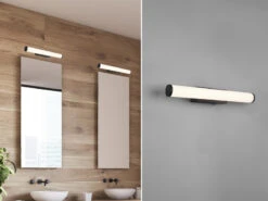 Trio Leuchten LED Bad Wandleuchte MATTIMO Mit Schalter Schwarz 40cm - Spiegelleuchte