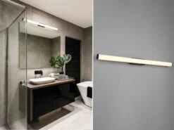 Trio Leuchten LED Bad Wandleuchte MATTIMO Mit Schalter Schwarz 80cm - Spiegelleuchte