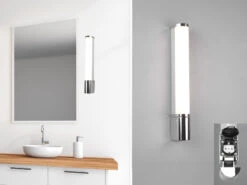 Trio Leuchten LED Bad Wandleuchte PIERA Mit Steckdose Chrom 41,5cm - Spiegelleuchte