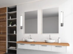 Trio Leuchten LED Bad Wandleuchte PIERA Mit Steckdose Chrom 41,5cm - Spiegelleuchte -Licht Verkoop led bad wandleuchte piera mit steckdose chrom 415c 4