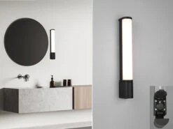 Trio Leuchten LED Bad Wandleuchte PIERA Mit Steckdose Schwarz 41,5cm -Spiegelleuchte