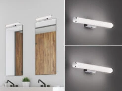 Trio Leuchten LED Bad Wandleuchten 2er Set Mit Schalter Chrom 40cm - Spiegelleuchte