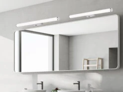 Trio Leuchten LED Bad Wandleuchten 2er Set Mit Schalter Chrom 80cm - Spiegelleuchte -Licht Verkoop led bad wandleuchten 2er set mit schalter chrom 80 6