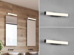 Trio Leuchten LED Bad Wandleuchten 2er Set Mit Schalter Schwarz 40cm - Spiegelleuchte