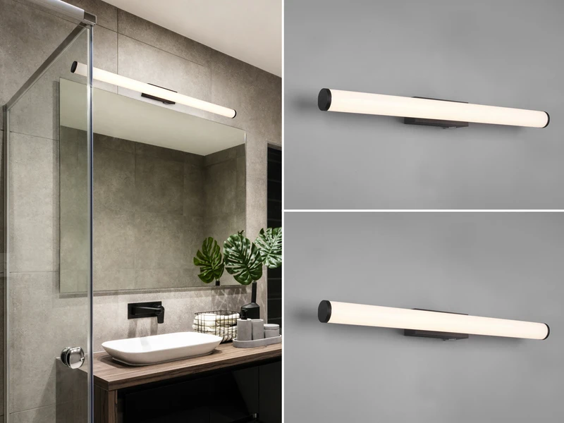 Trio Leuchten LED Bad Wandleuchten 2er Set Mit Schalter Schwarz 80cm - Spiegelleuchte 1 Trio Leuchten LED Bad Wandleuchten 2er Set Mit Schalter Schwarz 80cm - Spiegelleuchte