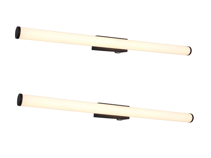 Trio Leuchten LED Bad Wandleuchten 2er Set Mit Schalter Schwarz 80cm - Spiegelleuchte 2 Trio Leuchten LED Bad Wandleuchten 2er Set Mit Schalter Schwarz 80cm - Spiegelleuchte – Bild 2