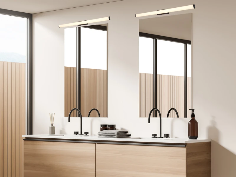 Trio Leuchten LED Bad Wandleuchten 2er Set Mit Schalter Schwarz 80cm - Spiegelleuchte 6 Trio Leuchten LED Bad Wandleuchten 2er Set Mit Schalter Schwarz 80cm - Spiegelleuchte – Bild 6