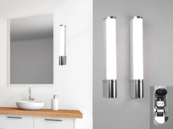 Trio Leuchten LED Bad Wandleuchten 2er Set Mit Steckdose Chrom 41,5cm - Spiegelleuchte