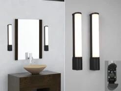 Trio Leuchten LED Bad Wandleuchten 2er Set Mit Steckdose Schwarz 41,5cm - Spiegelleuchte