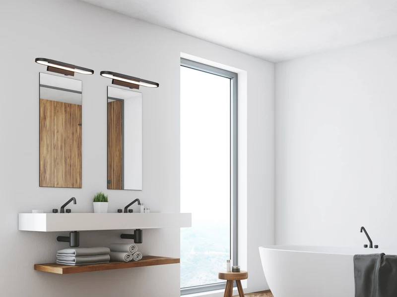Trio Leuchten LED Badezimmer Wandleuchte 2er Set In Schwarz, Breite 40cm - Spiegelleuchte 1 Trio Leuchten LED Badezimmer Wandleuchte 2er Set In Schwarz, Breite 40cm - Spiegelleuchte