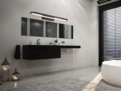 Trio Leuchten LED Badezimmer Wandleuchte GIANNI In Schwarz, Breite 60cm - Spiegelleuchte