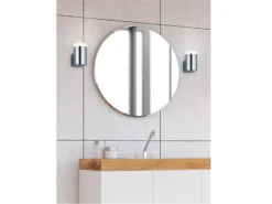 Trio Leuchten LED Badezimmer Wandleuchten 2er Set In Chrom 8,3cm - Spiegelleuchte -Licht Verkoop led badezimmer wandleuchten 2er set in chrom 83cm 1 5