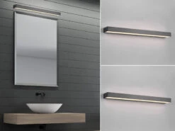 Trio Leuchten LED Badezimmer Wandleuchten 2er Set Schwarz 60cm - Up-Down Spiegelleuchte