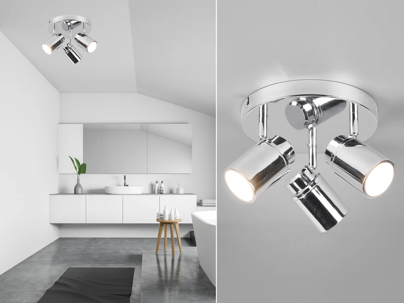 Trio Leuchten LED Badezimmerlampe Deckenstrahler 3 Flammig Rund Schwenkbar Chrom 1 Trio Leuchten LED Badezimmerlampe Deckenstrahler 3 Flammig Rund Schwenkbar Chrom
