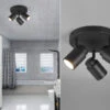 Trio Leuchten LED Badezimmerlampe Deckenstrahler 3 Flammig Rund Schwenkbar Schwarz
