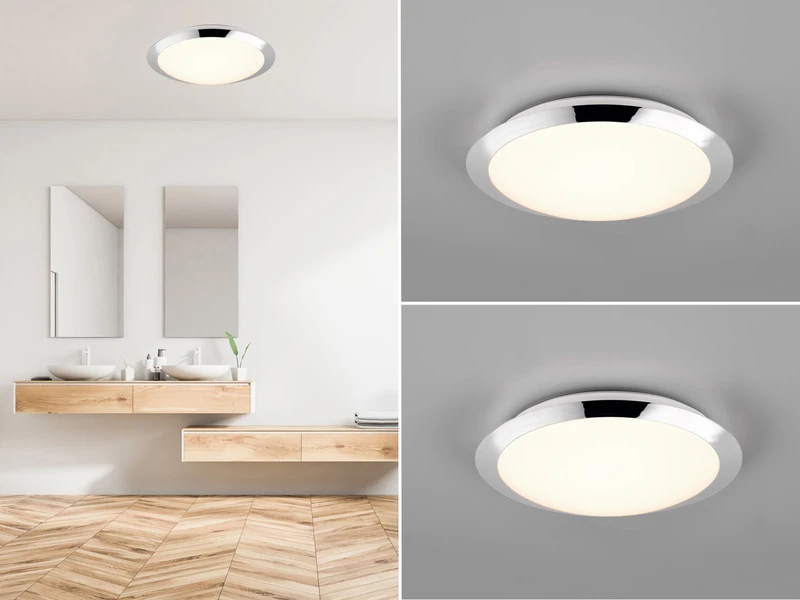 Trio Leuchten LED Deckenleuchte 2er Set In Chrom Ø 29cm, IP44 - Badlampen 1 Trio Leuchten LED Deckenleuchte 2er Set In Chrom Ø 29cm, IP44 - Badlampen