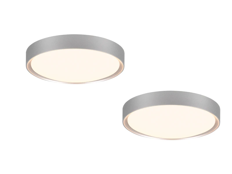 Trio Leuchten LED Deckenleuchte 2er Set In Grau Titanfarben Ø 33cm, IP44 - Badlampen 2 Trio Leuchten LED Deckenleuchte 2er Set In Grau Titanfarben Ø 33cm, IP44 - Badlampen – Bild 2