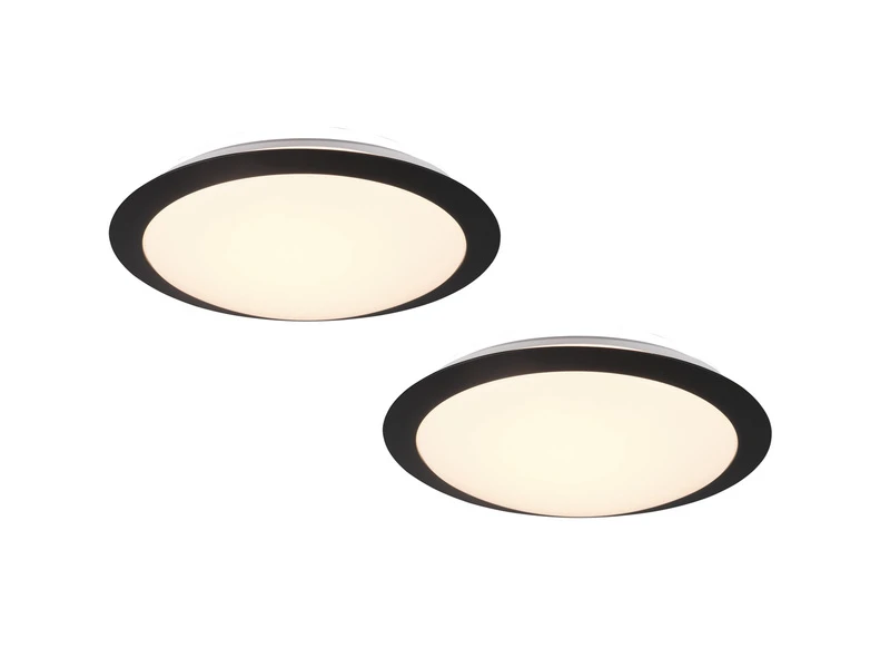Trio Leuchten LED Deckenleuchte 2er Set In Schwarz Ø 29cm, IP44 - Badlampen 2 Trio Leuchten LED Deckenleuchte 2er Set In Schwarz Ø 29cm, IP44 - Badlampen – Bild 2