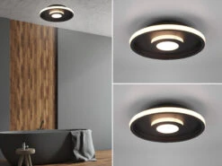 Trio Leuchten LED Deckenleuchte 2er Set Schwarz Matt Ø 30cm Mit Switch Dimmer, IP44