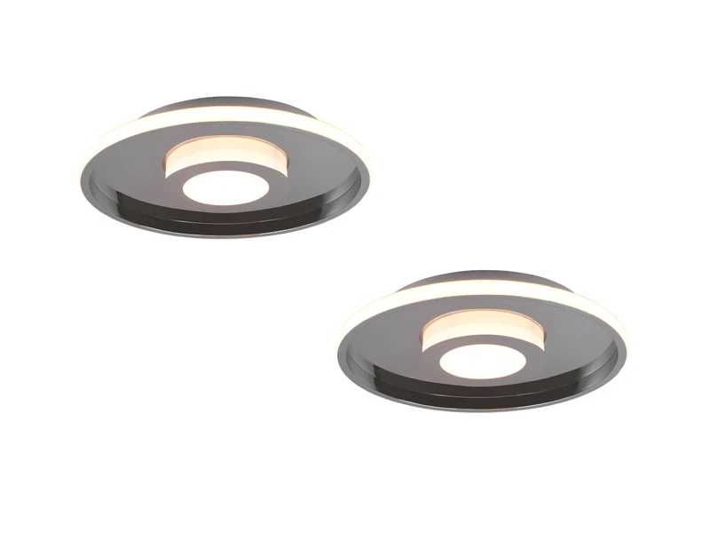 Trio Leuchten LED Deckenleuchte 2er Set Silber Chrom Ø 30cm Mit Switch Dimmer, IP44 2 Trio Leuchten LED Deckenleuchte 2er Set Silber Chrom Ø 30cm Mit Switch Dimmer, IP44 – Bild 2