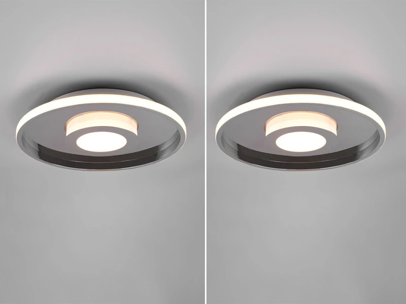 Trio Leuchten LED Deckenleuchte 2er Set Silber Chrom Ø 30cm Mit Switch Dimmer, IP44 3 Trio Leuchten LED Deckenleuchte 2er Set Silber Chrom Ø 30cm Mit Switch Dimmer, IP44 – Bild 3