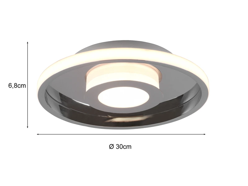 Trio Leuchten LED Deckenleuchte 2er Set Silber Chrom Ø 30cm Mit Switch Dimmer, IP44 4 Trio Leuchten LED Deckenleuchte 2er Set Silber Chrom Ø 30cm Mit Switch Dimmer, IP44 – Bild 4