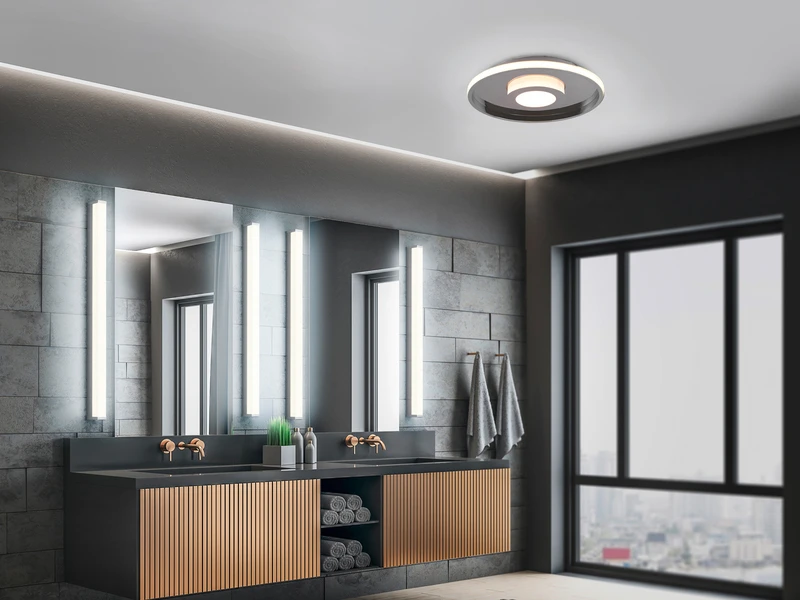 Trio Leuchten LED Deckenleuchte 2er Set Silber Chrom Ø 30cm Mit Switch Dimmer, IP44 5 Trio Leuchten LED Deckenleuchte 2er Set Silber Chrom Ø 30cm Mit Switch Dimmer, IP44 – Bild 5