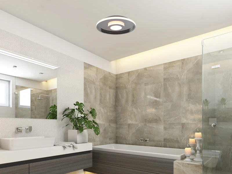 Trio Leuchten LED Deckenleuchte 2er Set Silber Chrom Ø 30cm Mit Switch Dimmer, IP44 6 Trio Leuchten LED Deckenleuchte 2er Set Silber Chrom Ø 30cm Mit Switch Dimmer, IP44 – Bild 6