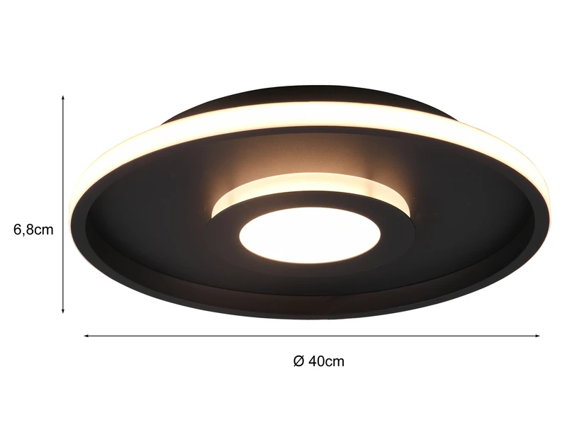 Trio Leuchten LED Deckenleuchte ASCARI, Rund, Schwarz Matt, Ø 40cm, Dimmbar, IP44 4 Trio Leuchten LED Deckenleuchte ASCARI, Rund, Schwarz Matt, Ø 40cm, Dimmbar, IP44 – Bild 4