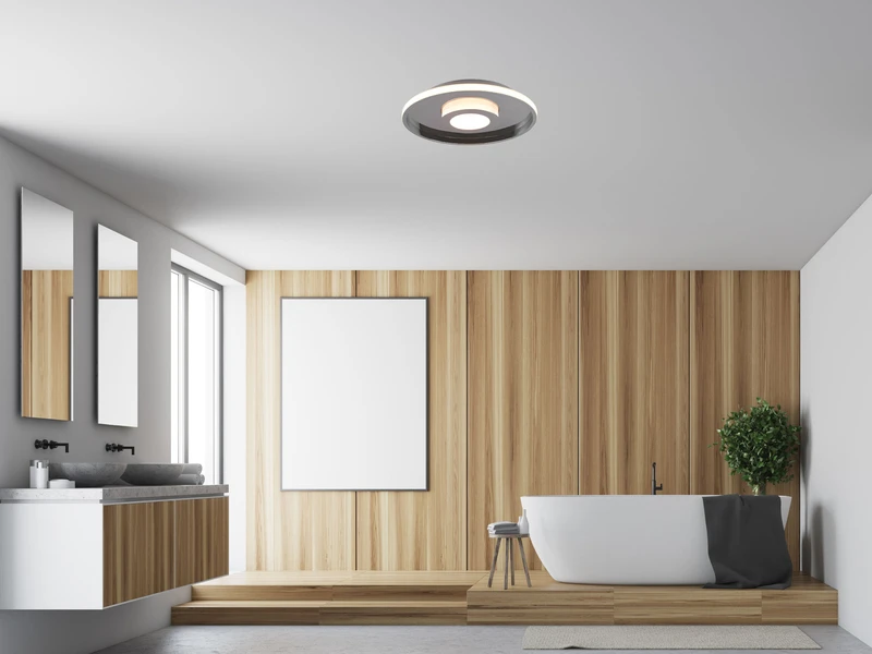 Trio Leuchten LED Deckenleuchte ASCARI, Rund, Silber Chrom, Ø 40cm, Dimmbar, IP44 5 Trio Leuchten LED Deckenleuchte ASCARI, Rund, Silber Chrom, Ø 40cm, Dimmbar, IP44 – Bild 5