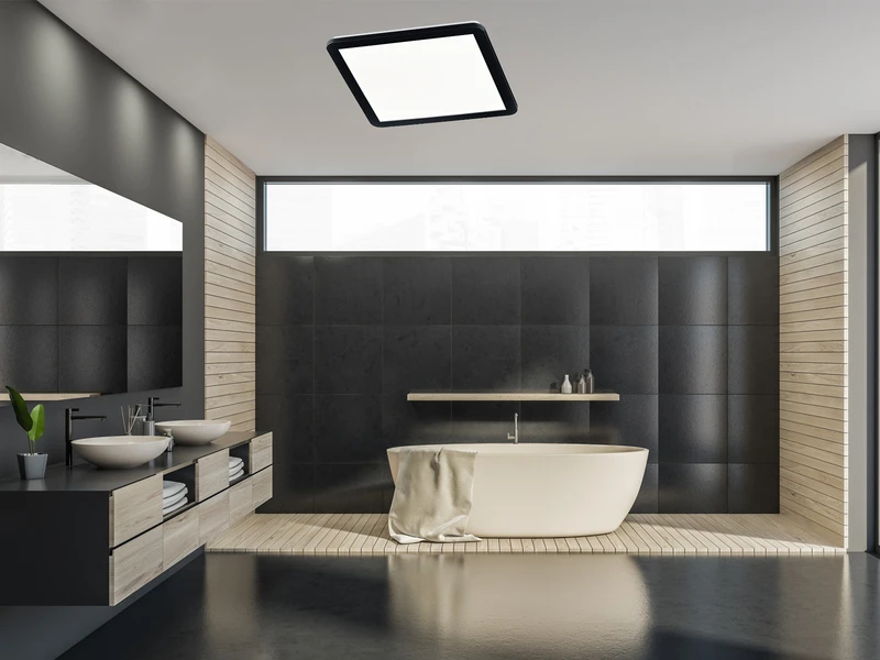 Trio Leuchten LED Deckenleuchte CAMILLA Schwarz Matt Mit Switch Dimmer, Ø 40cm IP44 8 Trio Leuchten LED Deckenleuchte CAMILLA Schwarz Matt Mit Switch Dimmer, Ø 40cm IP44 – Bild 8