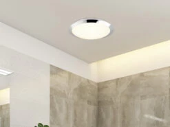 Trio Leuchten LED Deckenleuchte UMBERTO In Chrom Ø 29cm, IP44 - Badlampen