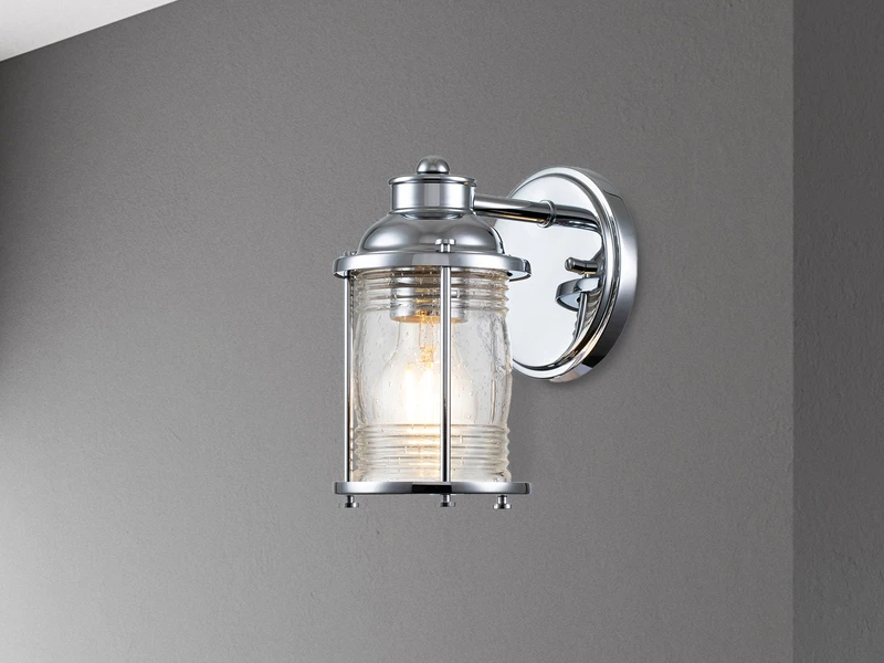 MeineWunschleuchte LED Wandlaterne In Chrom Für Badezimmer & Wohnraum, Höhe 21cm 3 MeineWunschleuchte LED Wandlaterne In Chrom Für Badezimmer & Wohnraum, Höhe 21cm – Bild 3