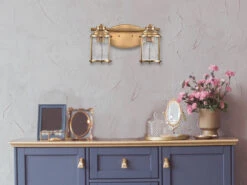 MeineWunschleuchte LED Wandleuchte In Messing Für Badezimmer & Wohnraum, 2-flammig Breite 36cm