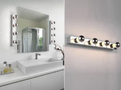 Trio Leuchten Retro LED Badezimmer Wandleuchte In Chrom 55cm - Spiegelleuchte